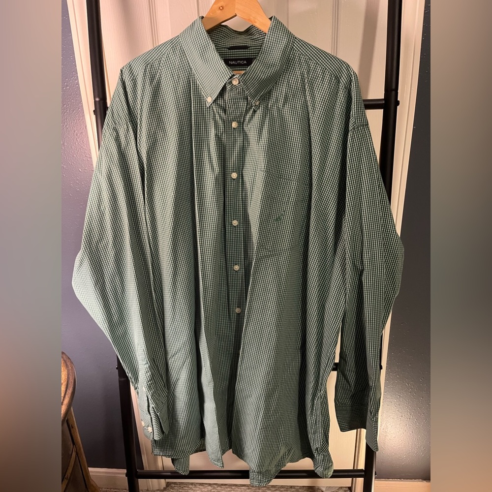 Big & Tall mens Nautica 4XLT Green Gingham Shirt